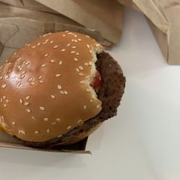 I just opened this burger from the box. Did someone bite this?! I just opened this burger from the box. Did someone bite this?!