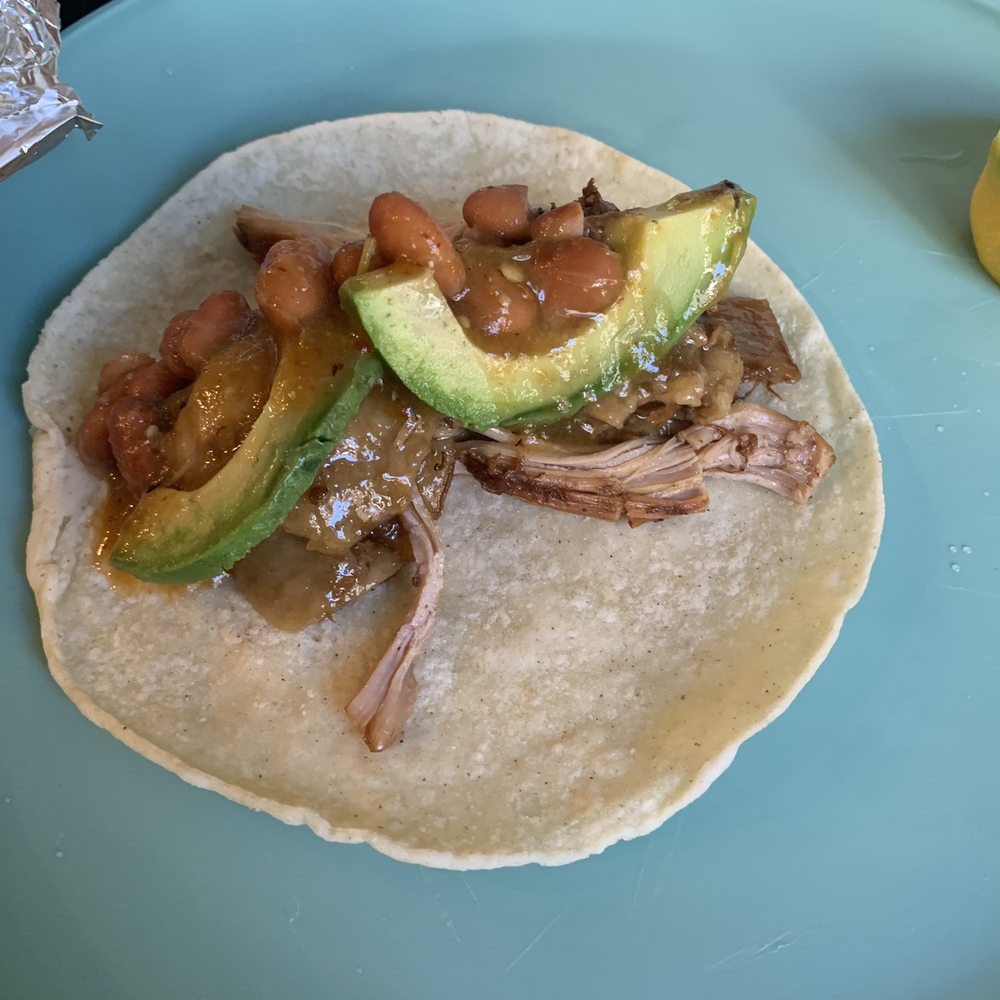 Carnitas Michoacan - Carnitas taco with whole beans avocado and salsa on a handmade tortillas - Mexican Near Me - Sacramento, California Carnitas Michoacan - Carnitas taco with whole beans avocado and salsa on a handmade tortillas - Mexican Near Me - Sacramento, California