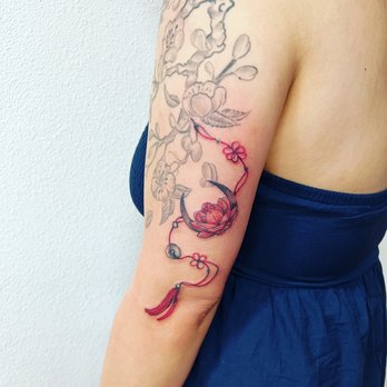Reborn Tattoo Studio - My first color tattoo over my cherry blossom from another artist thanks Branda - Tattoo Near Me - San Jose, California Reborn Tattoo Studio - My first color tattoo over my cherry blossom from another artist thanks Branda - Tattoo Near Me - San Jose, California