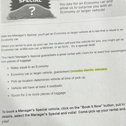 Hertz Rent A Car - When you arrive they have this printed up.