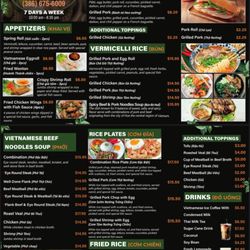 Pho To Luv - Menu