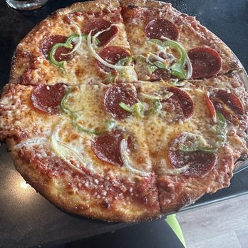 Mellow Mushroom St. Augustine - Murabella - Build your own. Thin crust with pepperoni, green pepper and onion. - Pizza Near Me - St. Augustine, Florida Mellow Mushroom St. Augustine - Murabella - Build your own. Thin crust with pepperoni, green pepper and onion. - Pizza Near Me - St. Augustine, Florida