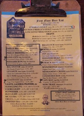 Menu photo 1 McGillin's Olde Ale House Philadelphia, PA Menu photo 1 McGillin's Olde Ale House Philadelphia, PA