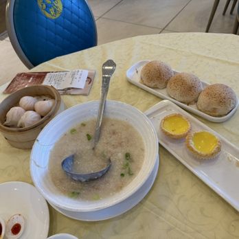 Pearl Bay Restaurant - Preserved egg with pork congee, egg tarts, baked bbq pork buns. Shrimp dumplings - Cantonese Near Me - Fremont, California Pearl Bay Restaurant - Preserved egg with pork congee, egg tarts, baked bbq pork buns. Shrimp dumplings - Cantonese Near Me - Fremont, California