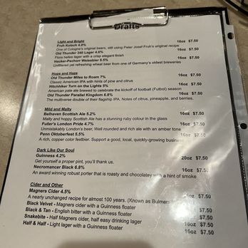 Piper's Pub - Drink menu - British Near Me - Pittsburgh, Pennsylvania