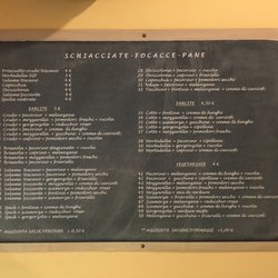 Marcellino Pane e Vino - La lista dei panini
