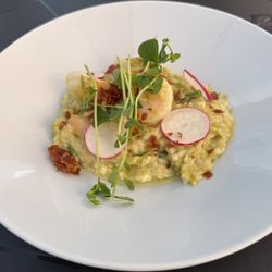 The Courtyard Bistro - Jumbo shrimp with asparagus risotto.