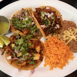 Mexican Taco Dinner - Corn Tortilla with chorizo, steak, and al pastor pork Mexican Taco Dinner - Corn Tortilla with chorizo, steak, and al pastor pork