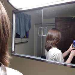 Cutting Edge - sorry that looks like an animal's tail sticking off the back of my head