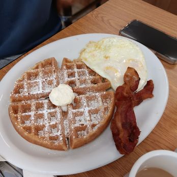 Sunrise Cafe - Sunrise Breakfast w/a waffle & bacon - American Near Me - Monterey, California
