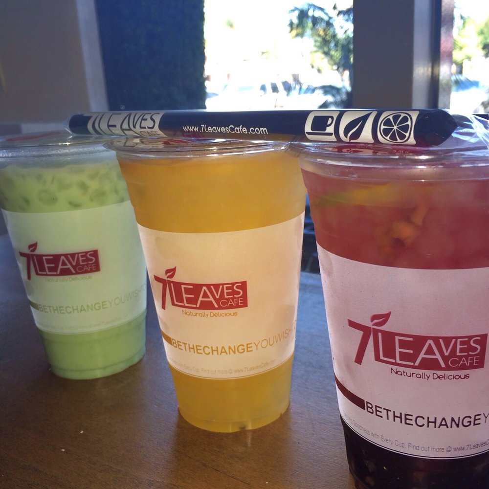 7 Leaves Cafe - Pandan mung bean (yum!) sunset passion and strawberry hibiscus! - Coffee & Tea Near Me - Cypress, California
