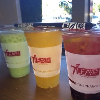 7 Leaves Cafe - Pandan mung bean (yum!) sunset passion and strawberry hibiscus! - Coffee & Tea Near Me - Cypress, California