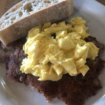 The Peach Cafe - House Corned Beef Hash w/ Scrambled Eggs & Sourdough - New American Near Me - Monrovia, California The Peach Cafe - House Corned Beef Hash w/ Scrambled Eggs & Sourdough - New American Near Me - Monrovia, California