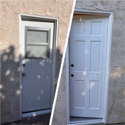 KapMorgan - Exterior door replaced -- before and after