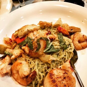 Cimi's Bistro - Seafood Pasta (shrimp, sea scallop, lobster, pesto and beurre blanc sauce, artichoke and sun dried tomatoes) - Italian Near Me - Grove City, Ohio