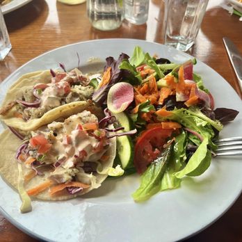 Noyo River Grill - Fish tacos with side salad. Yum! - American Near Me - Fort Bragg, California