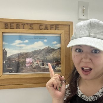Bert's Cafe - Cute photo by the bathroom. Shows the historic photo of the place - Cafes Near Me - Brigham City, Utah Bert's Cafe - Cute photo by the bathroom. Shows the historic photo of the place - Cafes Near Me - Brigham City, Utah