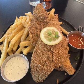 The Nickel Bar and Grill - Fish and truffle fries. - Cajun/Creole Near Me - Houston, Texas The Nickel Bar and Grill - Fish and truffle fries. - Cajun/Creole Near Me - Houston, Texas