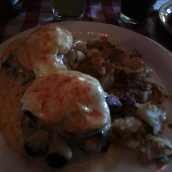 Chez Jay - Eggs Benedict - On an English muffin with Canadian bacon & hollandaise sauce $8.25 - Steakhouses Near Me - Santa Monica, California