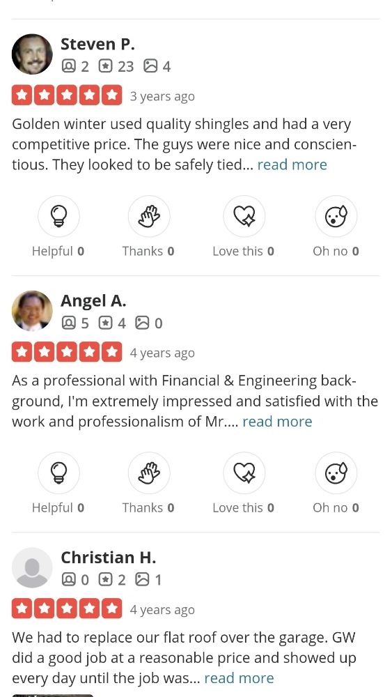 Slide of Golden Winter Roofing