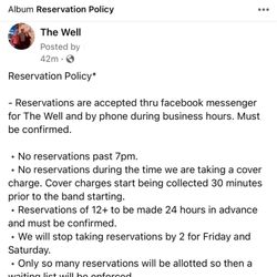 Well Bar & Grill - 08/31/22 posted.