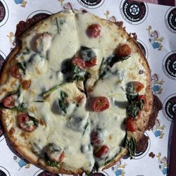 Cauliflower crust margarita pizza which