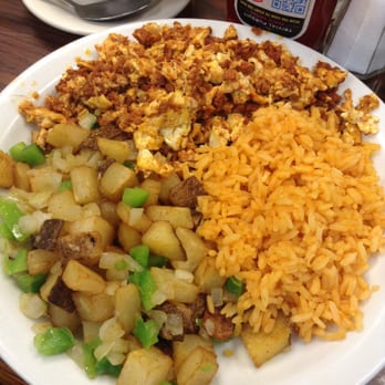 Flo's Coffee Shop - Chorizo, rice and home potatoes $7.99 - Diners Near Me - El Monte, California