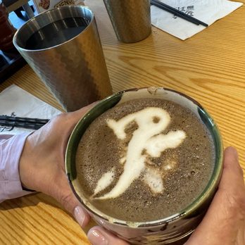 Tendon Kohaku - Friend had this matcha drink. - Japanese Near Me - Bellevue, Washington