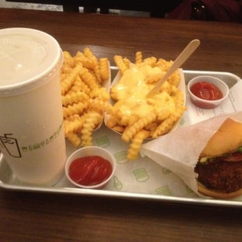 Shake Shack Upper West Side - Shroom burger with cheese fries and French fries. - Fast Food Near Me - New York, New York Shake Shack Upper West Side - Shroom burger with cheese fries and French fries. - Fast Food Near Me - New York, New York
