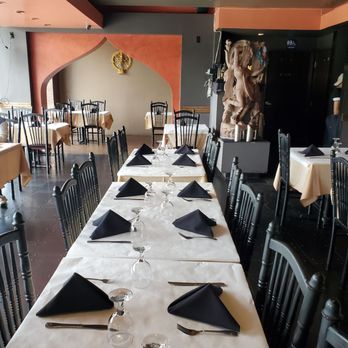 New Delhi Palace - a long dining table set for two - Indian Near Me - Pasadena, California
