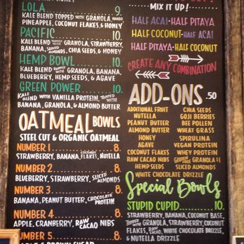 Playa Bowls - More Bowls Menu - Acai Bowls Near Me - Millburn, New Jersey