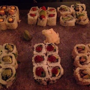 Yamagoya Sushi - Top L-R: Fernie, spicy salmon, soft shell crab; Bottom: kryptonite, spicy tuna, unagi maki - Canadian (New) Near Me - Fernie, British Columbia Yamagoya Sushi - Top L-R: Fernie, spicy salmon, soft shell crab; Bottom: kryptonite, spicy tuna, unagi maki - Canadian (New) Near Me - Fernie, British Columbia