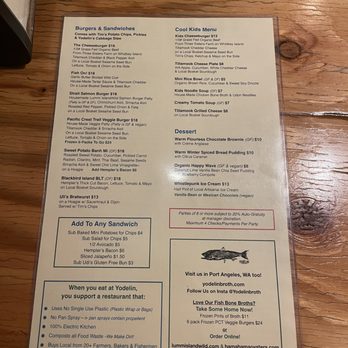 Yodelin - Menu - Seafood Near Me - Leavenworth, Washington