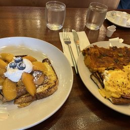 two plates of food on a table