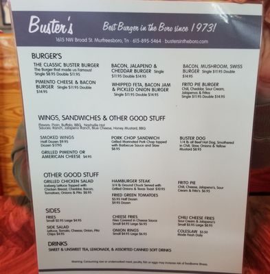 Menu photo 1 Buster's Place Murfreesboro, TN