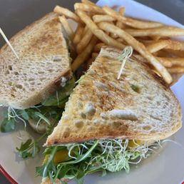 Veggie sandwich and fries