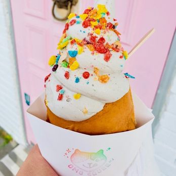 Omg Squee - Sesame soft serve with red bean paste and fruity flake crumble - Desserts Near Me - Austin, Texas