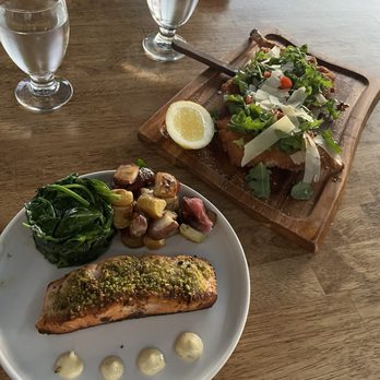 100 Main - Salmon Pistachio and Pork Chop Alla Milanese (monthly special) - Mediterranean Near Me - Warwick, New York