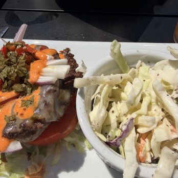 302 Social - Messi burger - no bun ( with slaw) - Bars Near Me - Rehoboth Beach, Delaware 302 Social - Messi burger - no bun ( with slaw) - Bars Near Me - Rehoboth Beach, Delaware