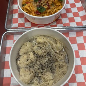 Miss Pasta - ##30 - Fusilli alla Vodka and ##20 - Ricotta Tortelli al Tartufo at the bottom - Italian Near Me - Richardson, Texas Miss Pasta - ##30 - Fusilli alla Vodka and ##20 - Ricotta Tortelli al Tartufo at the bottom - Italian Near Me - Richardson, Texas