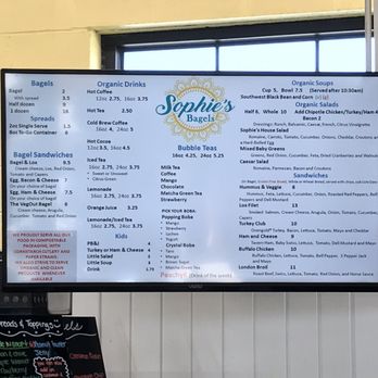 Sophie's Bagels - Menu board - Bagels Near Me - Pendleton, Indiana
