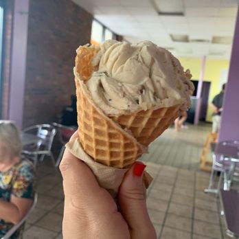 Jack the Dipper Ice Cream - Warm waffle cone with butter pecan ice cream - Ice Cream & Frozen Yogurt Near Me - Waynesville, North Carolina