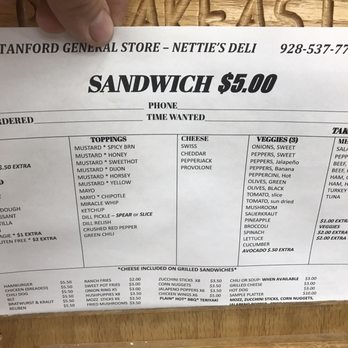 Stanford General Store - the price of sandwiches - Delis Near Me - Concho, Arizona