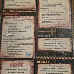 Swamp Shack Lake Jackson - Menu