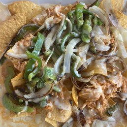 Fajitas Nachos with pulled chicken