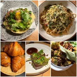 Ahi Tuna Tostada, Crab & Lobster Bucanti, A5 Wagyu Skewers & Brussels Sprouts.