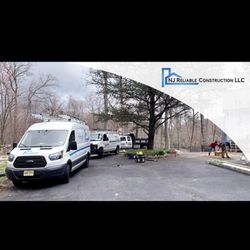NJ Reliable Construction - 3 of 6 Trucks we have on the road. We also have an excavator. We have a full service team that is waiting to work on your project.