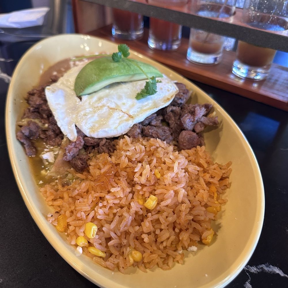 Haven Haus Cafe - Chilaquiles with salsa verde and steak and Bloody Mary flight - Breakfast & Brunch Near Me - Temecula, California Haven Haus Cafe - Chilaquiles with salsa verde and steak and Bloody Mary flight - Breakfast & Brunch Near Me - Temecula, California