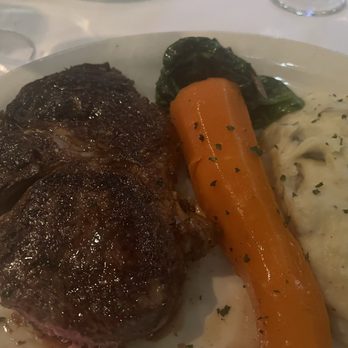 Bob's Steak & Chop House - 14oz ribeye steak, with carrots, smashed potatoes and spinach. - Steakhouses Near Me - Dallas, Texas Bob's Steak & Chop House - 14oz ribeye steak, with carrots, smashed potatoes and spinach. - Steakhouses Near Me - Dallas, Texas