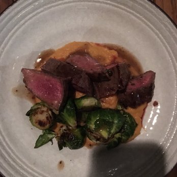 Mr Pollo - Course #3 - steak and Brussels sprouts in a sweet potato mash - my favorite! - New American Near Me - San Francisco, California Mr Pollo - Course #3 - steak and Brussels sprouts in a sweet potato mash - my favorite! - New American Near Me - San Francisco, California